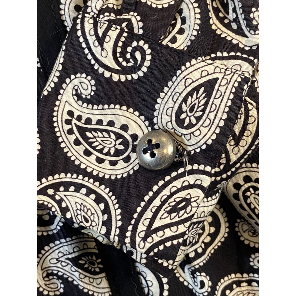 Vintage Bill Atkinson Glen Of Michigan Black White Paisley Peasant Dress Size 10 - Picture 2 of 5